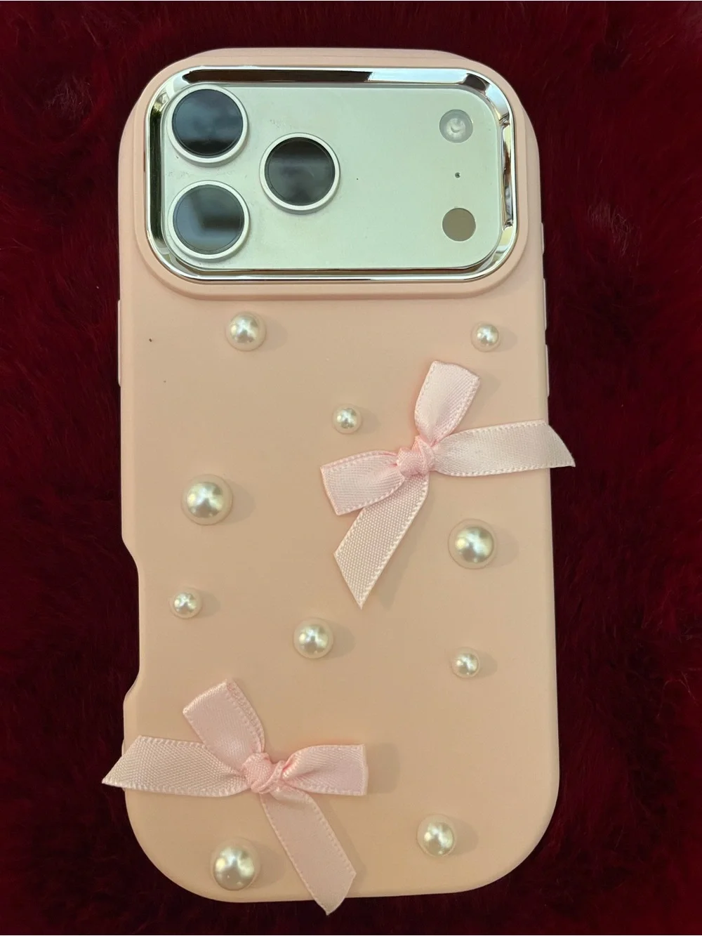 BOW PEARL 17 Pro Max iphone pink phone case Barbie Coquetta Girl women’s teen’s